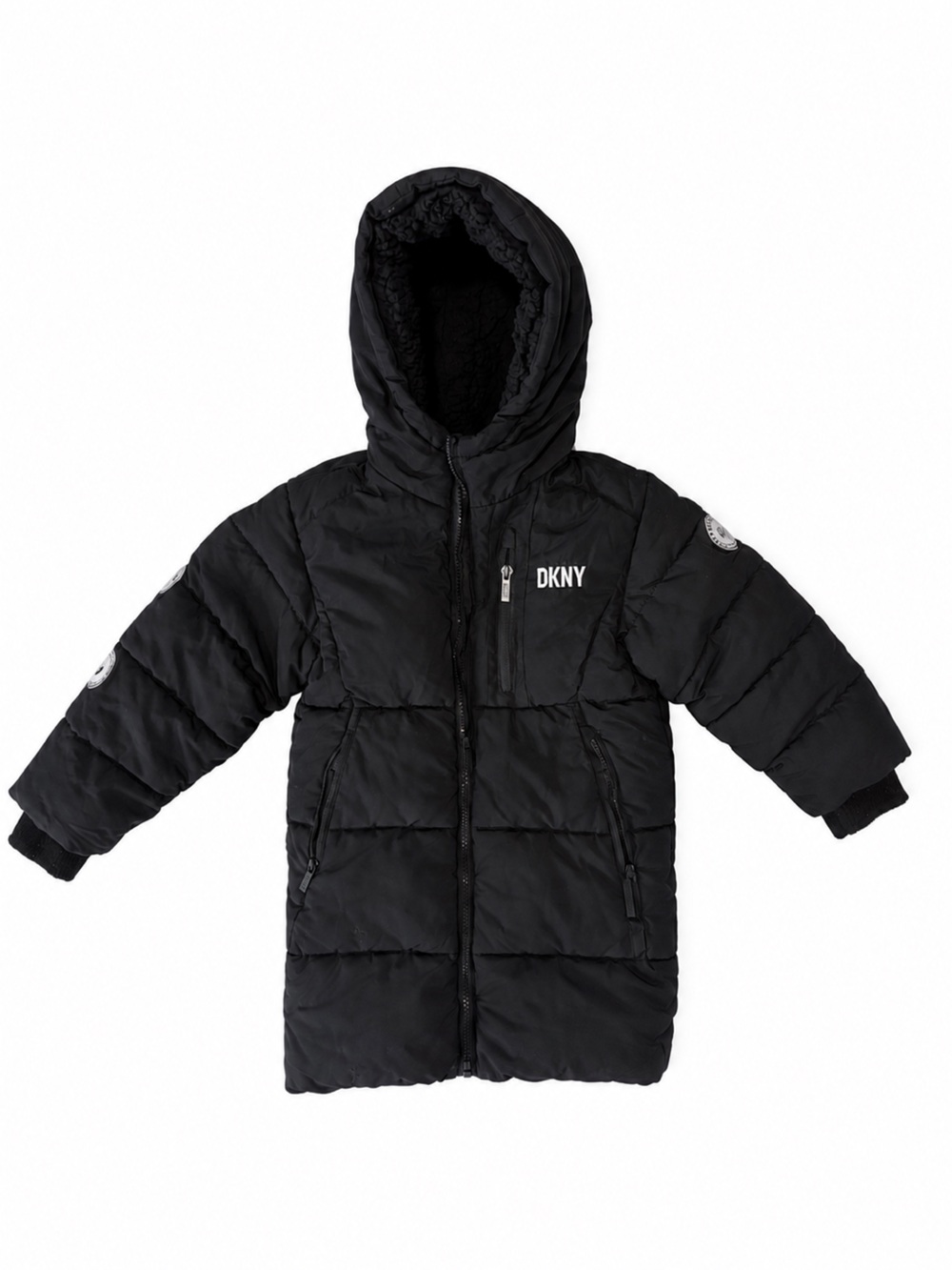 DKNY Black Kids Puffer Jacket with Hood